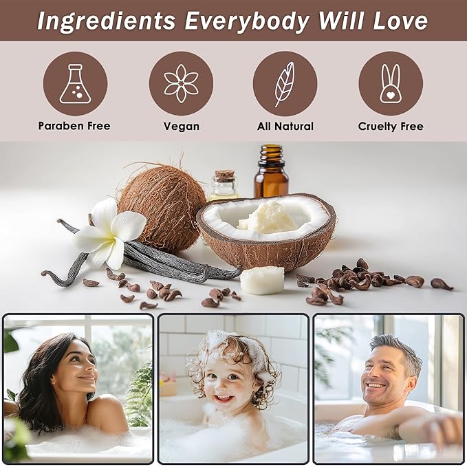 Bath Spa Gift Sets - Luxury Basket With Coconut & Vanilla - Spa Kit Includes Wash, Bubble Bath, Lotion, Bath Salts, Body Scrub, Shower Puff, Bathbombs, Soap and Towel - Bloomnest