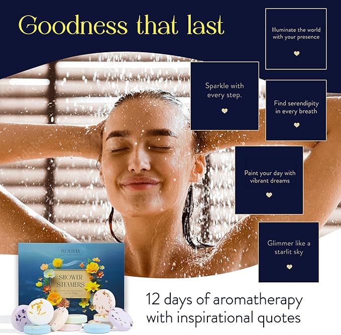 Gifts for Women, Aromatherapy Shower Steamers – 12-Pack Self Care & Spa Birthday Gifts for Women, Relaxation & Stress Relief, Bath Shower Bombs with Lavender & Eucalyptus Essential Oils - Bloomnest