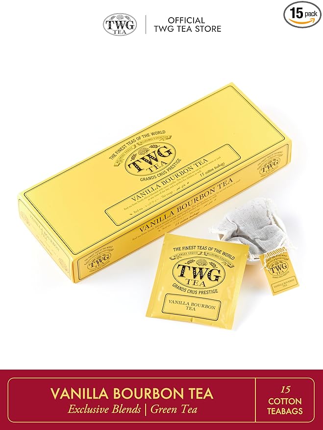 TWG Tea | Vanilla Bourbon Tea | Rooibos Tea | Vanilla | 15 Hand Sewn Cotton Tea Bags | Gift Set - Bloomnest