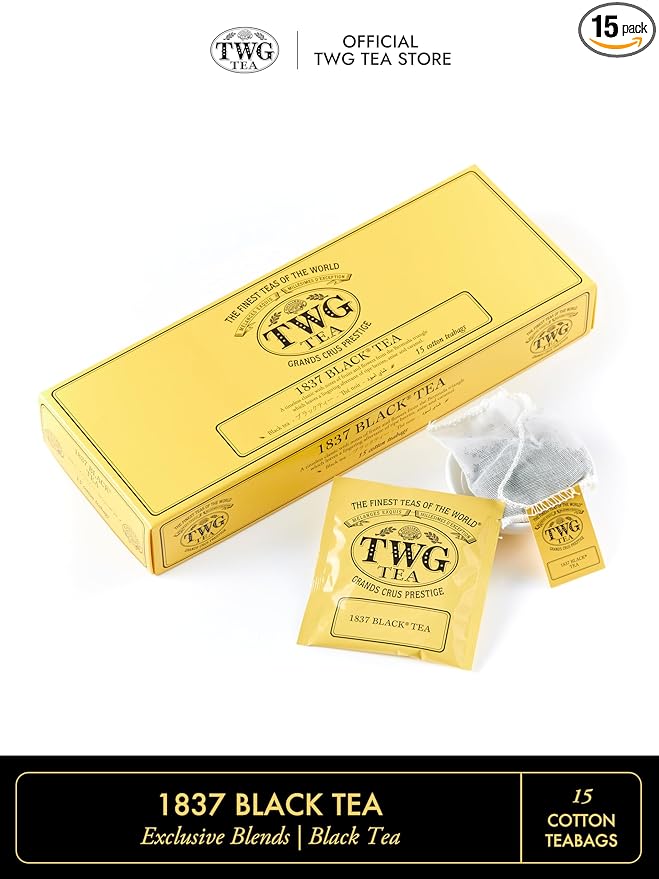 TWG Tea | 1837 Black Tea | Black Tea | Fruits & Flowers | 15 Hand Sewn Cotton Tea Bags | Gift Set - Bloomnest
