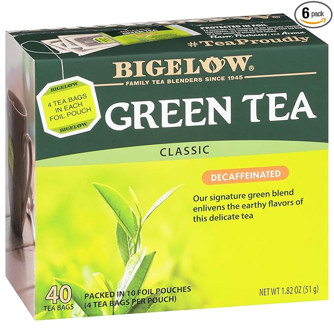Bigelow Decaffeinated Green Tea Bags, 40 Count Box (Pack of 6) Decaf Green Tea, 240 Tea Bags Total - Bloomnest