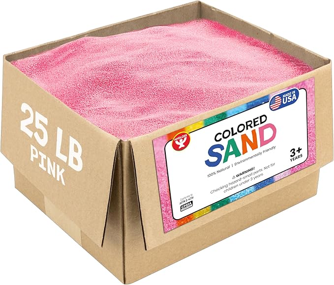 Hygloss Colored Sand for Crafts – 25 lb, Pink – Vibrant Colorful Fine Sensory Play Sand Art Kits for Kids – Classroom Activities for Children 3 4 5 6 7 8 9 10 11 12 – Safe for Ages 3+ - Bloomnest