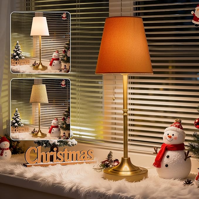 Gold Cordless Rechargeable Table Lamp, Touch LED Bedside Lamp, 5200mAh Battery Operated Lamp, 3 Shades + 3 Color Stepless Dimming, Portable Wireless Small Table Lamp for Bedroom,Kitchen - Bloomnest