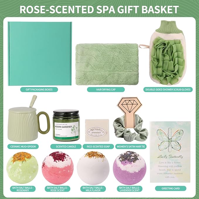 Luxury Women’s Gift Set 12PCS – Spa Bath Box with Mug, Candle, Bath Bombs, Soap & Hair Towel – Relaxation Self-Care Gift for Birthday, Christmas, Mother’s Day - Bloomnest