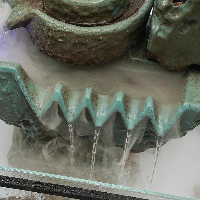 Indoor Resin Glass Fish Tank Waterfall,Desktop Rockery Waterfall Fountain with Fish Tank&Rockery for Home/Office Decor - Bloomnest