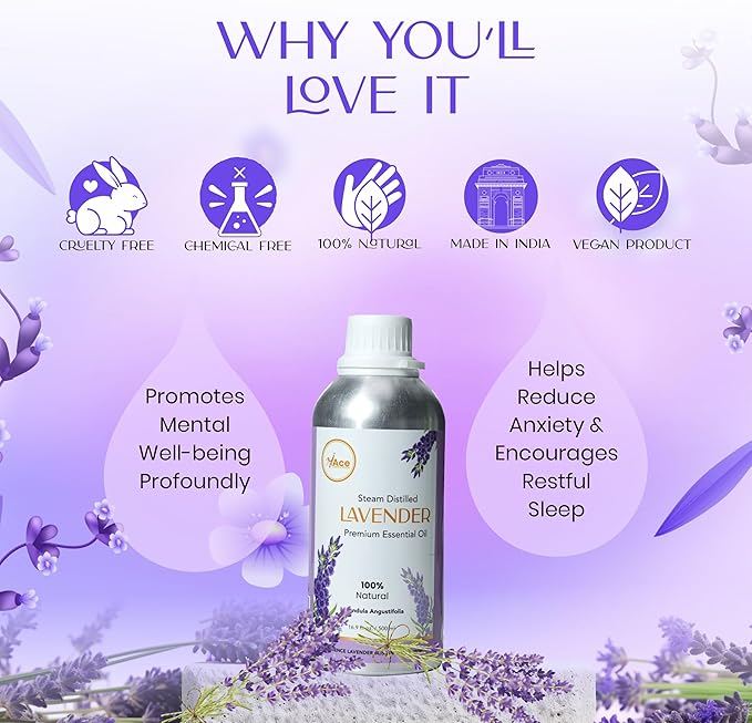 My Ace Lavender Essential Oil – 100% Pure & Natural, Steam Distilled from Lavender Flowers – Premium Grade Undiluted Oil for Diffuser, Aromatherapy, Soap & Candle Making - 16 fl oz MyAce