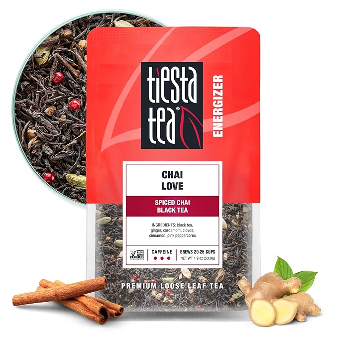 Tiesta Tea - Chai Love Tea | Spiced Chai Black Tea | Premium Loose Leaf Tea Blend | High Caffeinated Black Tea | Make Hot or Iced Tea & Brews up to 25 Cups - 1.9 Ounce Resealable Pouch - Bloomnest
