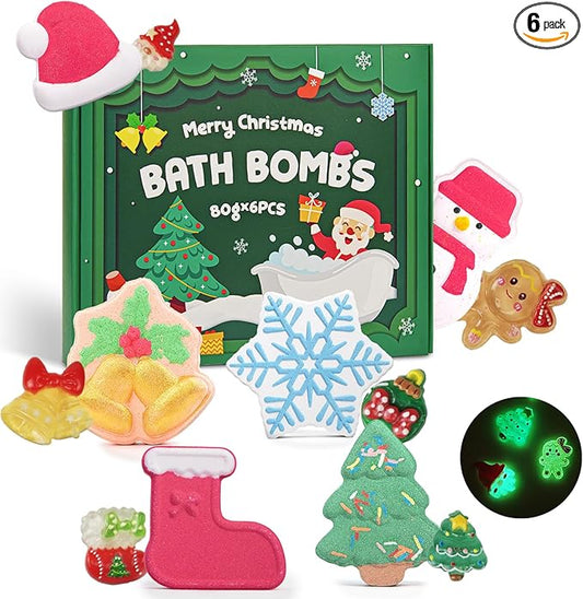 Christmas Bath Bombs Shower Steamers: 6 Pack Handmade Natural Organic Bath Bomb Set for Women Relaxing Bubble Bathbombs Scented Gifts Stocking Stuffers Holiday Birthday for Men Kids Girls Girlfriend - Bloomnest