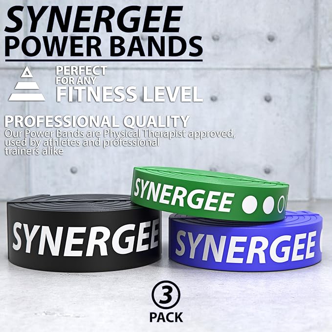 Synergee Resistance Loop Bands. Pull Up Assist Bands with Heavy Duty Resistance. Exercise Bands Work Perfect for Stretching, Powerlifting & Resistance Training. - Bloomnest