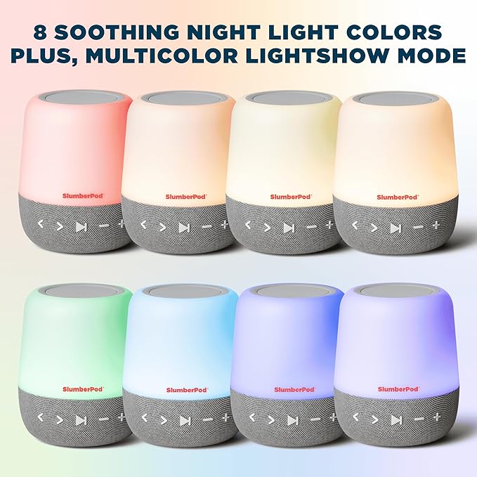 SlumberPod SlumberCalm 2-in-1 Sound Machine with Light for Kids | Baby Sleep Soother | White Noise Machine Baby | Nature Sounds | 8 Night Light Colors | Sound Machine | Rechargeable - Bloomnest