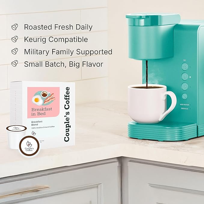 Couple's Coffee Breakfast Blend K-Cups | Gives Back to Military Families | Breakfast in Bed | Gourmet Ground Coffee Breakfast Blend | Compatible with K-Cups & Single Serve Brewers | 24 Count - Bloomnest