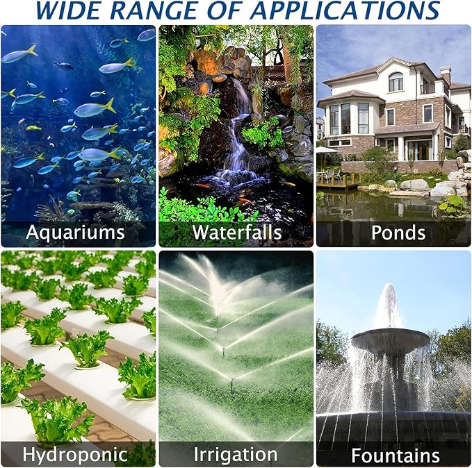WaterRebirth (9800GPH-620W,UL listed) High Flow Submersible Pond Water Aquarium Pump Multi Scenario Application - Bloomnest
