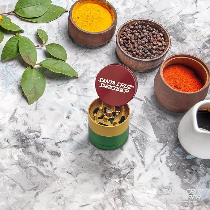 Santa Cruz Shredder Metal Spice Grinder Made in USA (Small (1.7 Inch), Rasta) - Bloomnest