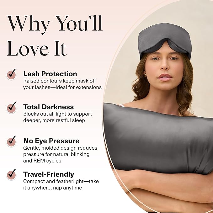 Kitsch Contour Pillow Eye Mask – Softer Than Silk Eye Mask for Sleeping, Blindfold Sleep Masks for Women & Men, No Eye Pressure, Lightweight, Eye Care, Travel Essentials - Charcoal - Bloomnest