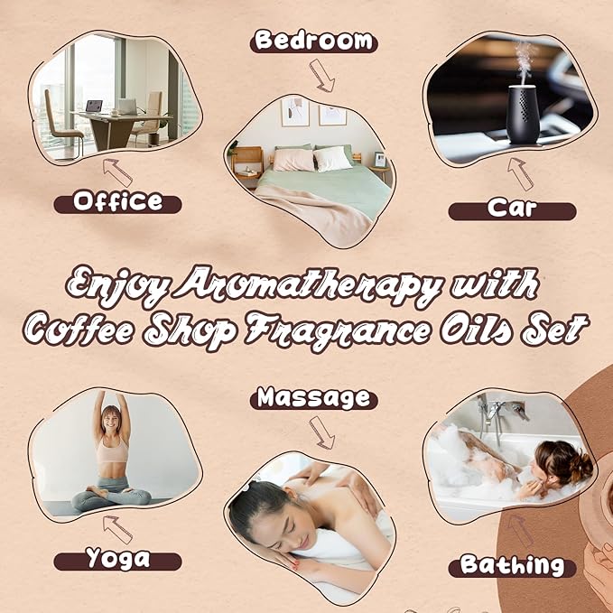 Coffee Shop Fragrance Oil Set | Espresso, Mocha Coffee, Chocolate, Almond Biscotti, Roasted Hazelnut Candle Scents for Candle Making, Soap Making Supplies, Diffuser Oil Scents - Bloomnest