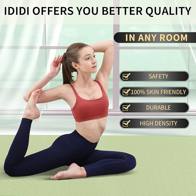 Large Yoga Mat (6'x 4') - Extra Long and Wide 72 x 48 inches, Non-Slip POE Fitness Mat, Eco-Friendly, Thick Wide Exercise Mat for Home Workouts,Ideal for Yoga and Pilates.