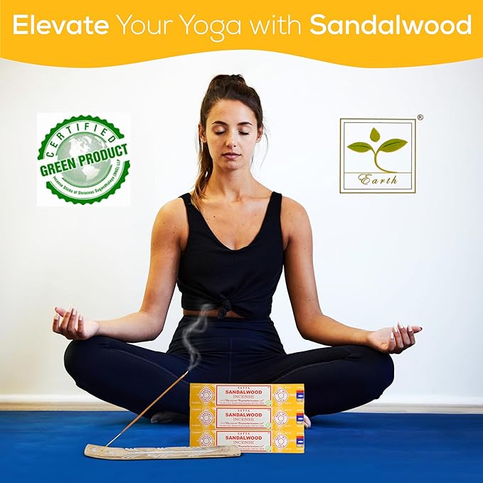 Satya Nagchampa Sandalwood Incense Sticks, Satya Bng (Bangalore) Insenses 15gmx3 Pack (45 GMS) with Raajsee Incense Holder Bundle, Satya Nagchampa Natural Incense - Bloomnest