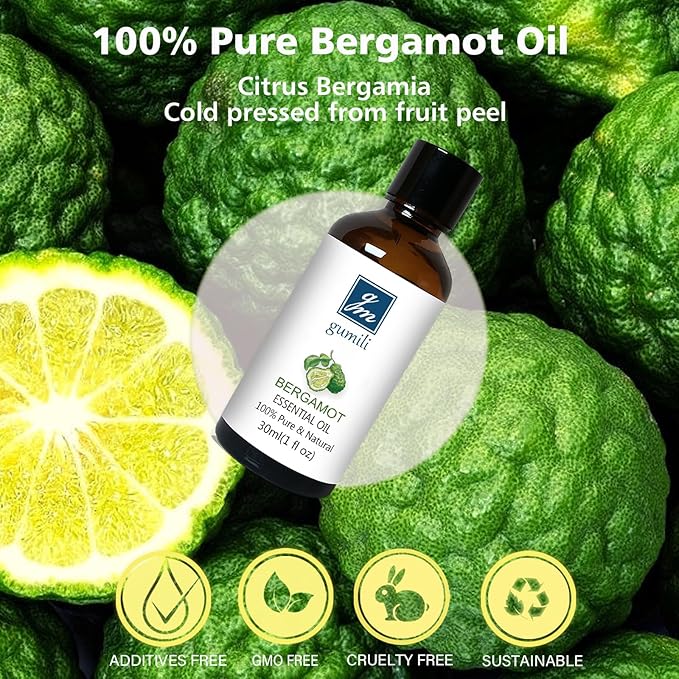 Bergamot Essential Oil 1 Oz - 100% Pure Bergamot Oil for Diffuser, Skin & Body - Natural Citrus Oil - Bloomnest