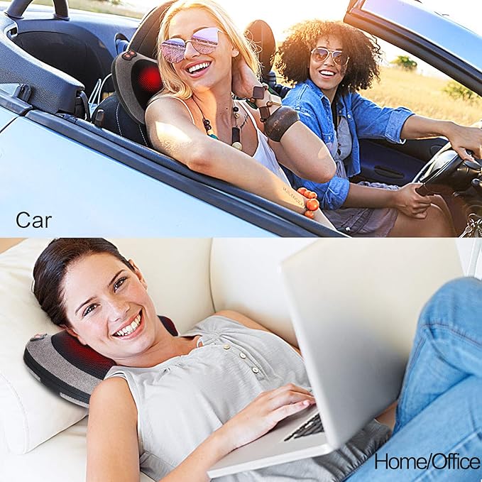 Papillon Shiatsu Back and Neck Massager with Heat, Deep Tissue Kneading,Electric Massage Pillow for Back,Shoulders,Legs,Foot,Body Muscle Pain Relief,Use at Home,Car,Office - Bloomnest