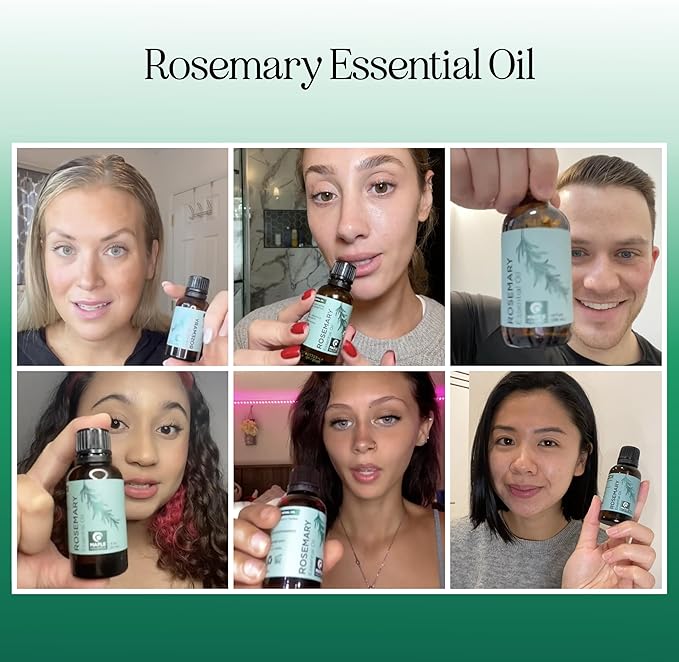 Pure Rosemary Oil for Hair Skin and Nails - 100% Pure Undiluted Rosemary Essential Oil with Dropper for Topical Uses Aromatherapy Diffusing and Home and Beauty DIYs - Vegan and Cruelty Free (1 Fl Oz) - Bloomnest