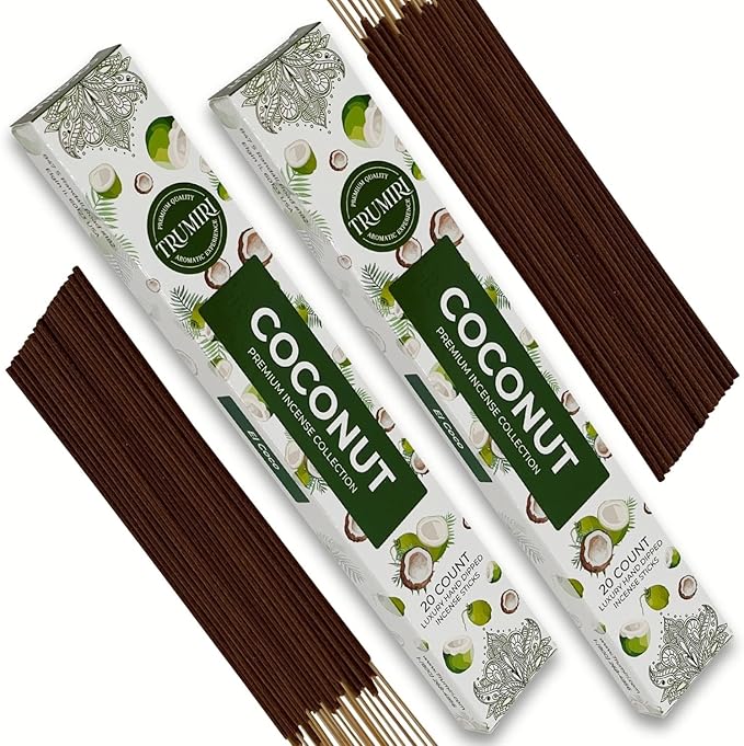 TRUMIRI Coconut Incense Sticks - Total 40 Sticks, Dual Pack of 20, Non-Toxic, Natural Ingredients TRUMIRI