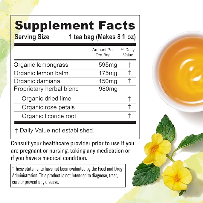 Numi Organic Damiana Uplift Herbal Tea – 48 Herbal Tea Bags – Energizing Blend for Mood Support Vitality & Daily Wellness - Bloomnest