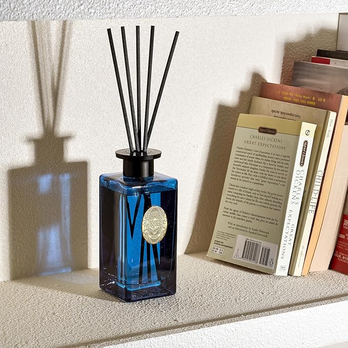M&SENSE 10.14 oz Large Reed Diffuser Set | Ocean Escape Scent Oil Diffuser with Sticks | Hotel Collection Non-Toxic Essential Oil |for Bedroom Bathroom Living Room