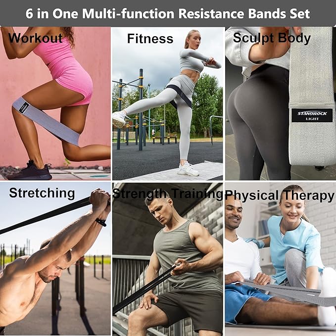 Fabric Resistance Bands for Working Out, 3 and 4 Levels Booty Bands Long Resistance Bands for Women and Men | Elastic Bands for Exercise Bands Resistance Workout Bands Resistance - Bloomnest
