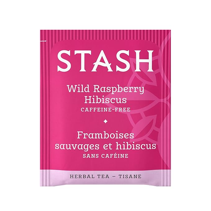 Stash Tea Wild Raspberry Hibiscus Herbal Tea - Naturally Caffeine Free, Non-GMO Project Verified Premium Tea with No Artificial Ingredients, 20 Count (Pack of 6) - 120 Bags Total - Bloomnest