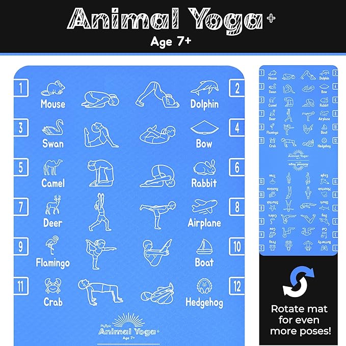 Plyopic Kids Yoga Mat - Non-Slip Lightweight TPE Exercise Mat - Ideal for Boys & Girls (Ages 3-12), Toddlers & Children in Kindergarten, Preschool, School. PVC Free. 6mm Thick. Carry Strap - Bloomnest