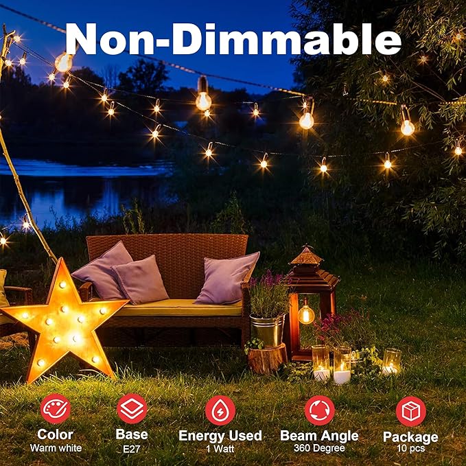 E27 E26 Small LED Mood Light Bulb 1W Soft White 3000K Not Dimmable 10W Equivalent for Bedroom Bathroom Makeup Mirror Porch Wall Sconces Table Lamp Night Light 10Pack - Bloomnest
