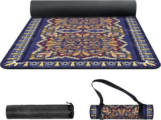 nuveti Yoga Mat Print Extra Thick TPE Non Slip Fitness Exercise Mat with Carrying Bag,72"x24" Extra Thick 6MM Exercise & Workout Mat for Yoga, Pilates Fitness and Floor Exercises - Bloomnest
