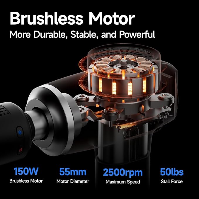 Percussion Massage Gun Deep Tissue with Heat and Cold, Portable Handheld Muscle Massager, Percussion Back Body Masajeador 12mm Amplitude for Athletes, Runner, Gifts for Men Women - Bloomnest