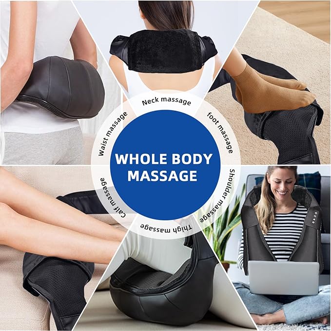Joyset Shiatsu Neck and Back Massager with Heat,Electric Shoulder Massager for Pain Relief Deep Tissue,3D Kneading Massage with Cloth Cover Easy to Clean Best Gift for Men Women Parents - Bloomnest