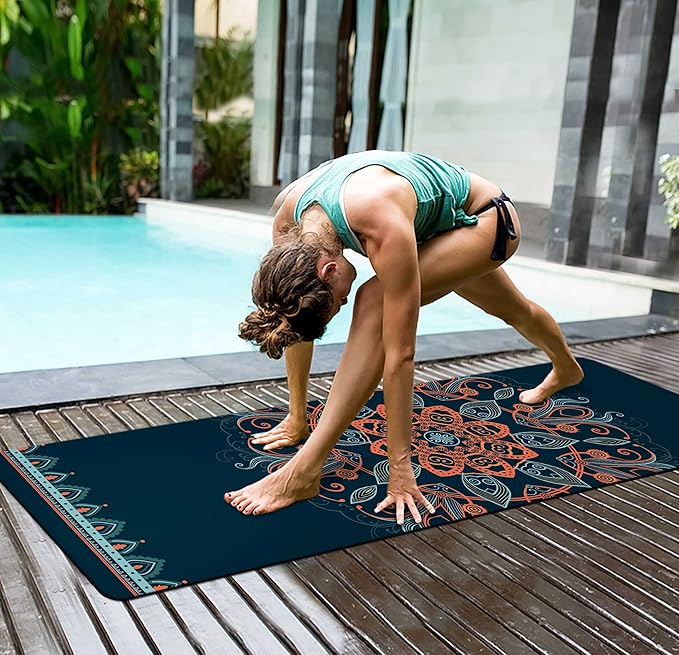 nuveti Yoga Mat Print Extra Thick TPE Non Slip Fitness Exercise Mat with Carrying Bag,72"x24" Extra Thick 6MM Exercise & Workout Mat for Yoga, Pilates Fitness and Floor Exercises - Bloomnest