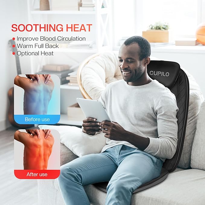 Back Massager for Pain Relief Deep Tissue - Shiatsu Back Massager with Heat for Chair, Massage Chair Pad, Back Support Inflatable Flap Chair Massage Seat Cushion, Gifts for Men Dad - Bloomnest