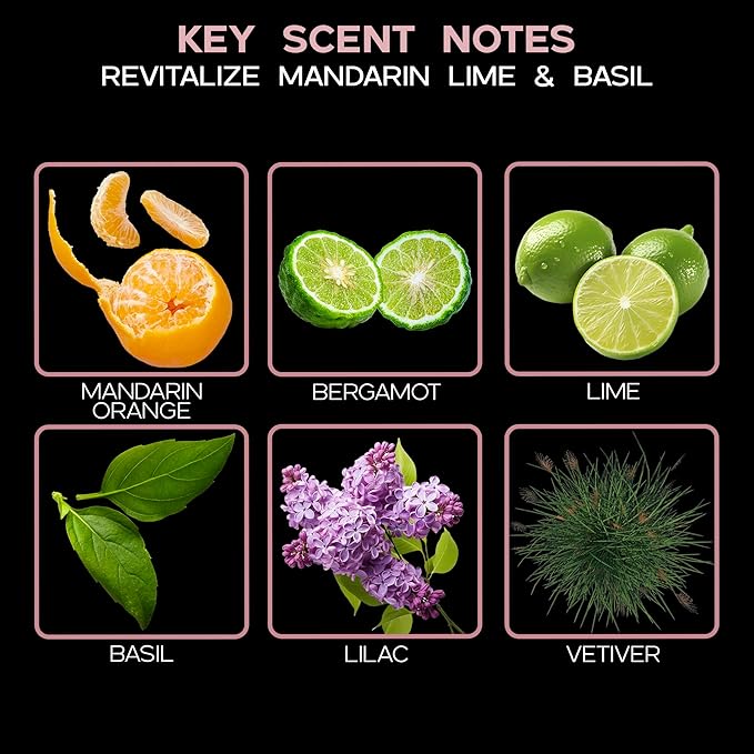 LOVSPA REVITALIZE Mandarin Lime & Basil Diffuser Oil - Essential Oils for Diffuser Refill & Air Freshener Room Spray - Long-Lasting & Natural Home Fragrance, Scented Oil for Diffusers, USA Made, 4oz - Bloomnest