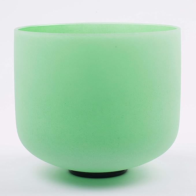 Leize Quartz Crystal Singing Bowl F Note 432 hz Heart Chakra Green 10" with Heavy Duty Carrying Case Suede Striker - Bloomnest