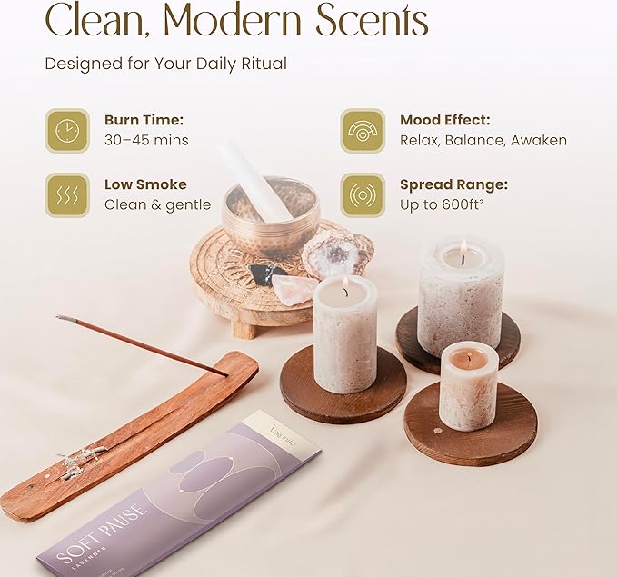 Urban Zen Incense Sticks with Holder - Incense Stick Variety Pack (120 Insence-Sticks) - Bergamot, Lavender, Matcha, Lemongrass, Cedar, Jasmine – Relaxation, Mindful Living & Home Fragrance