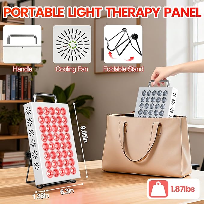 AearKing Red Light Therapy for Face and Body, 660nm & 850nm Near Infrared Red Light Therapy Panel with Adjustable Stand, Portable Dual Chip LED Red Light Therapy Lamp with Timer & 5 Brightness Levels AearKing