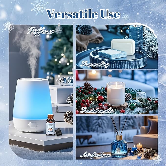 Essential Oils Set, Winter, Warm Woollen Blanket, Balsam Fir, Snow Walk, Sleigh Ride, Gingerbread - Bloomnest