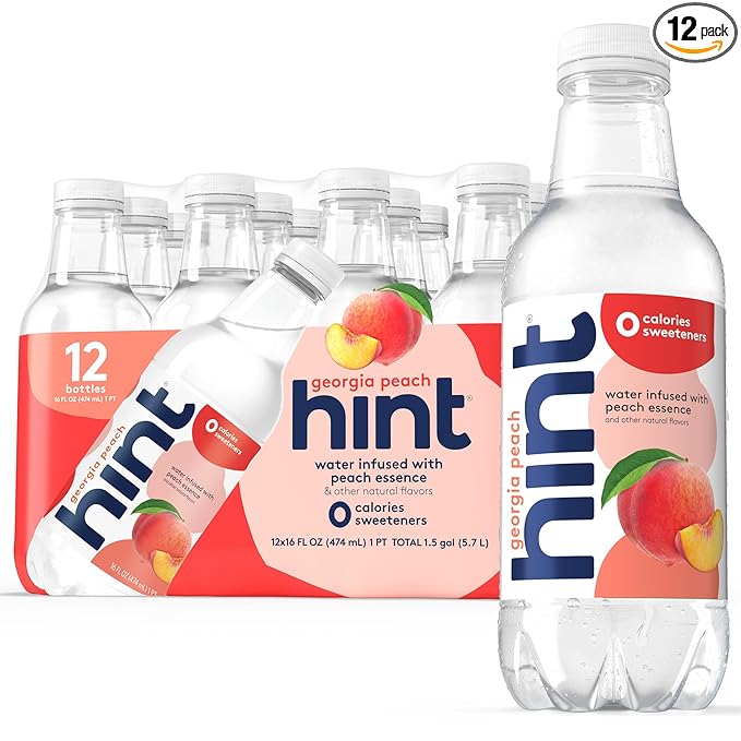 Hint Fruit-Infused Bottled Water, Georgia Peach - Sugar Free Flavored Water with Zero Calories, Naturally Flavored, and No Artificial Sweeteners - 16 Fl Oz (Pack of 12) - Bloomnest