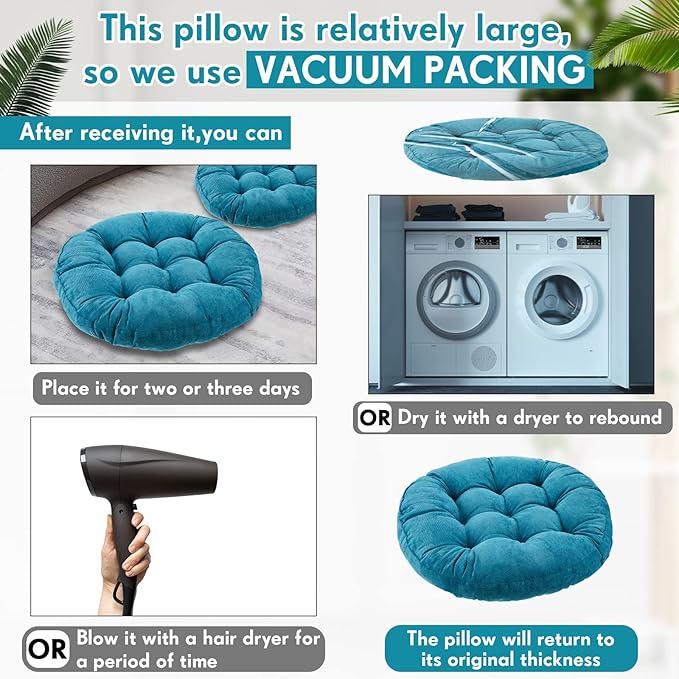 Jerify Floor Pillow Cushions 22 x 22 Inch Round Square Large Meditation Floor Pillow for Classroom Adult Meditation Picnic Party Cushion for Seating Gift Christmas(Round,Aquamarine,4 Pcs) - Bloomnest