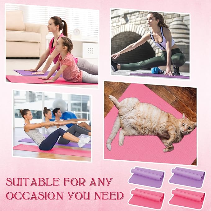 10 Pack Yoga Mats Bulk, 68'' x 24'' x 4mm Thick Yoga Mats for Kids and Adult Gym Mats Bundle Latex Free Exercise Mats with Non Slip Texture for Outdoor Yoga, Pilates or Workout - Bloomnest