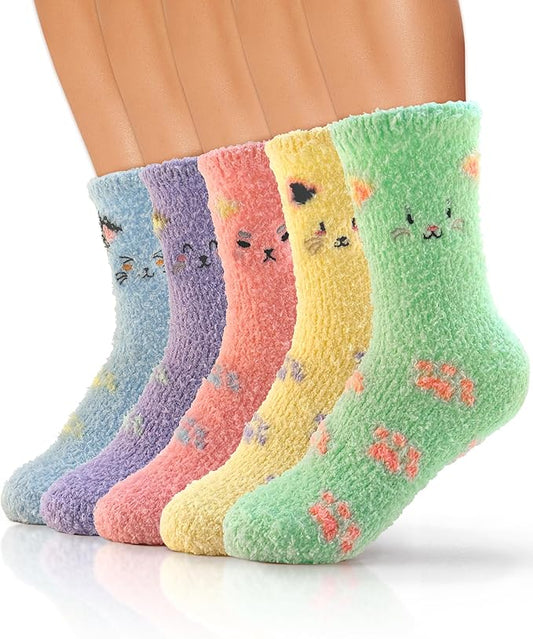 TEHOOK Warm & Cozy Valentines Gifts for Women, Fluffy Fuzzy Plush Sleeping Slipper Socks - Soft Warm Fabric