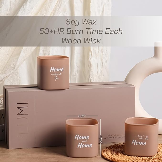 Set of 3 Premium Scented Soy Candles Gift Set | Home Collection – White Musk, Bamboo Forest & Peony Garden | Crackling Wood Wick | Luxurious Candle Set for Relaxation, Home Décor & Gifts | 9.8oz Each - Bloomnest
