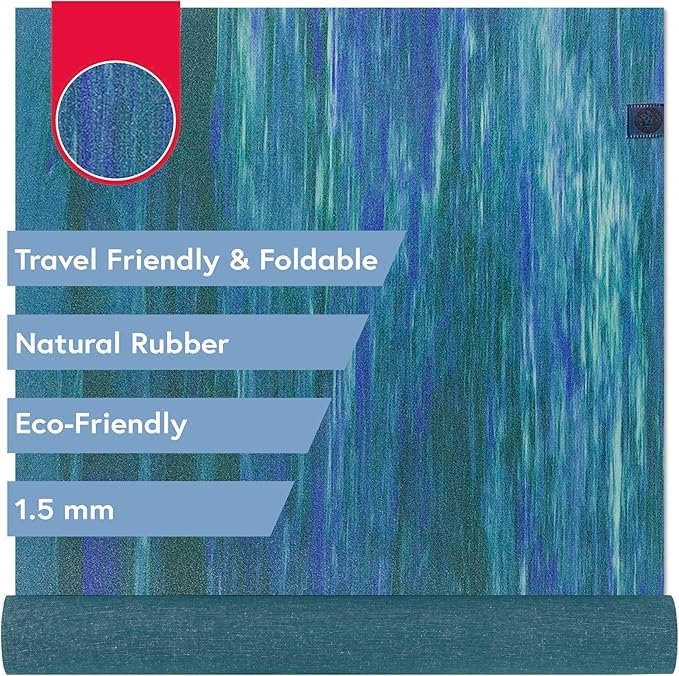Manduka eKO SuperLite Yoga Mat - 1.5mm Natural Rubber | Foldable & Travel Friendly | Soft Textured Surface | Eco-friendly - Bloomnest