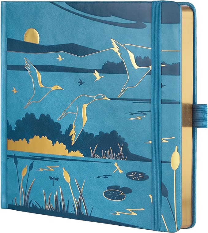 TIEFOSSI Dotted Journal Notebook, Dot Grid Notebook for Women Men, Hardcover PU Leather Journal, 160 GSM Thick Paper, 160 Numbered Pages with Gold Edges, 8 x 8 Square Diary - Bloomnest