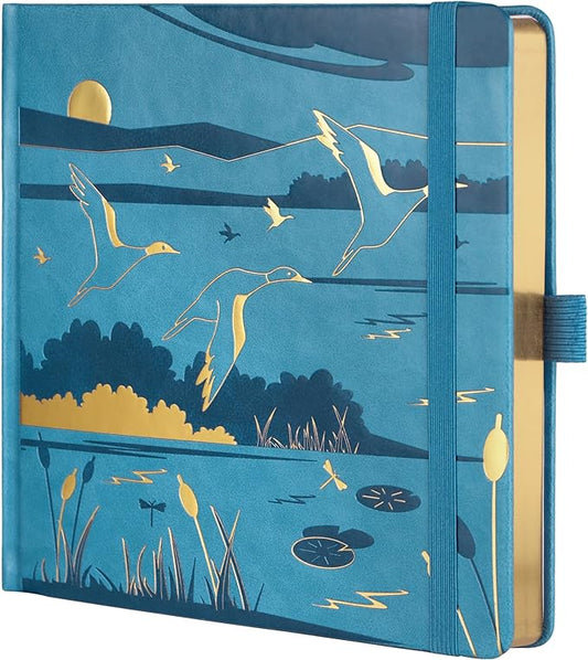 TIEFOSSI Dotted Journal Notebook, Dot Grid Notebook for Women Men, Hardcover PU Leather Journal, 160 GSM Thick Paper, 160 Numbered Pages with Gold Edges, 8 x 8 Square Diary - Bloomnest