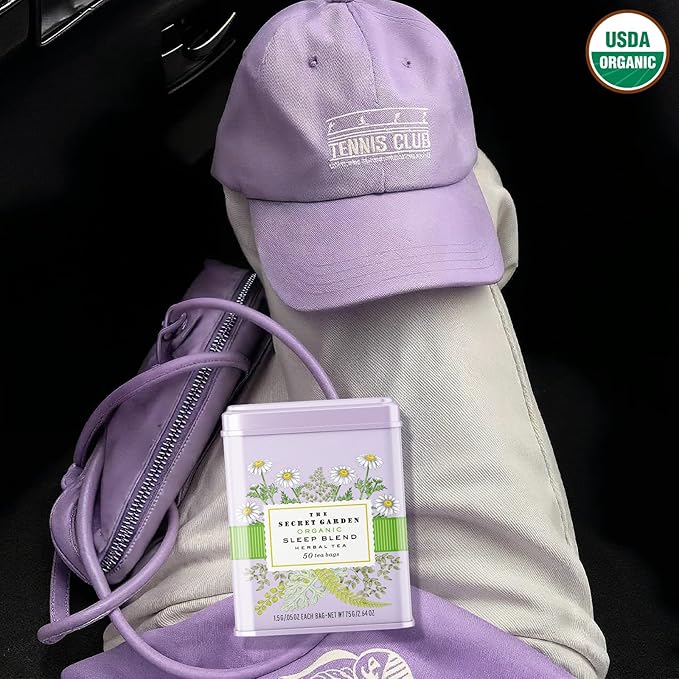 Life Plus Style Gourmet The Secret Garden Sleep Tea USDA Organic Chamomile Peppermint & Fennel Blend Caffeine-Free Non-GMO Gluten-Free Promotes Peaceful Sleep & Relaxation 50 Tea Bags in Gift Tin - Bloomnest
